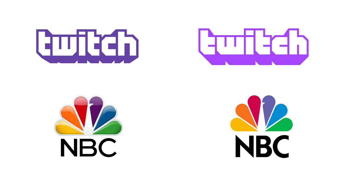 Comparación entre las actualizaciones de logo de Twitch y NBC